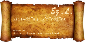 Szilvásy Lóránt névjegykártya